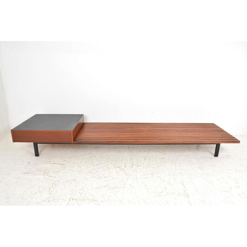 Banquette vintage "Cansado" à caisson par Charlotte Perriand pour Steph Simon, 1958