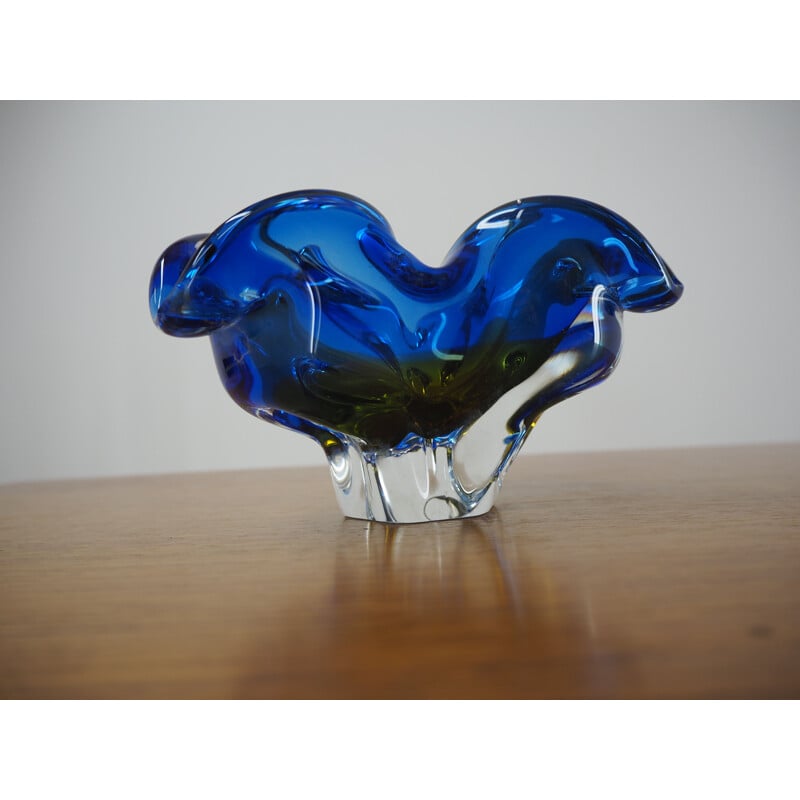 Vintage Art glass ashtray by Josef Hospodka for Chribska Glassworks, 1960s