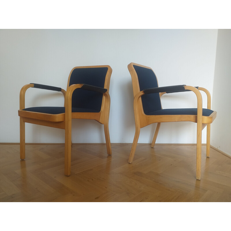 Pair of mid century Alvar Aalto armchairs by Artek, Finland 1960s