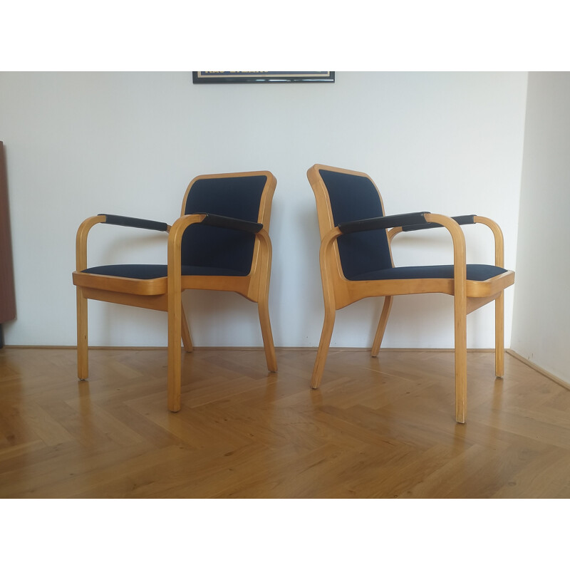 Pair of mid century Alvar Aalto armchairs by Artek, Finland 1960s