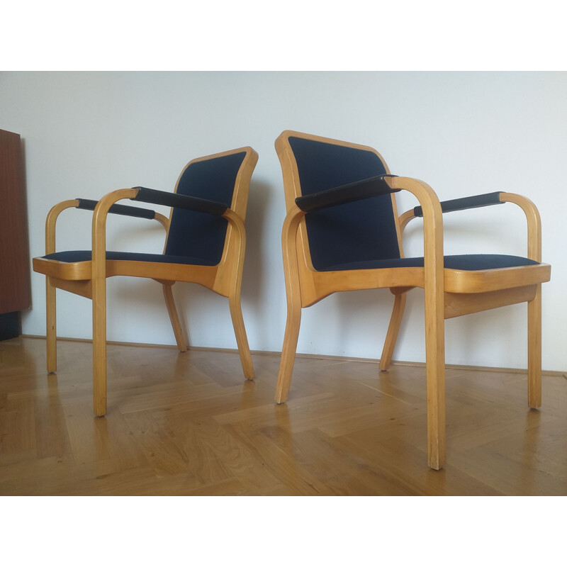 Pair of mid century Alvar Aalto armchairs by Artek, Finland 1960s