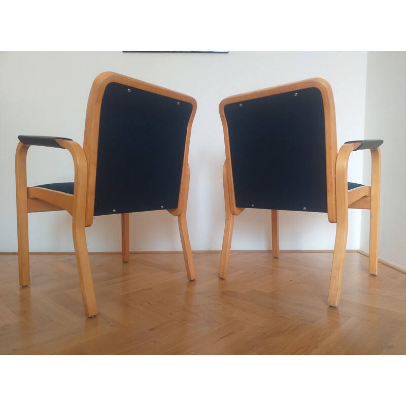 Pair of mid century Alvar Aalto armchairs by Artek, Finland 1960s