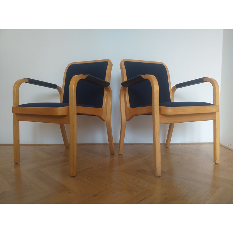 Pair of mid century Alvar Aalto armchairs by Artek, Finland 1960s