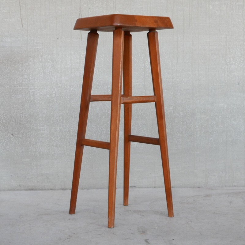 Pair of mid-century elmwood bar stools by Pierre Chapo, France 1970s