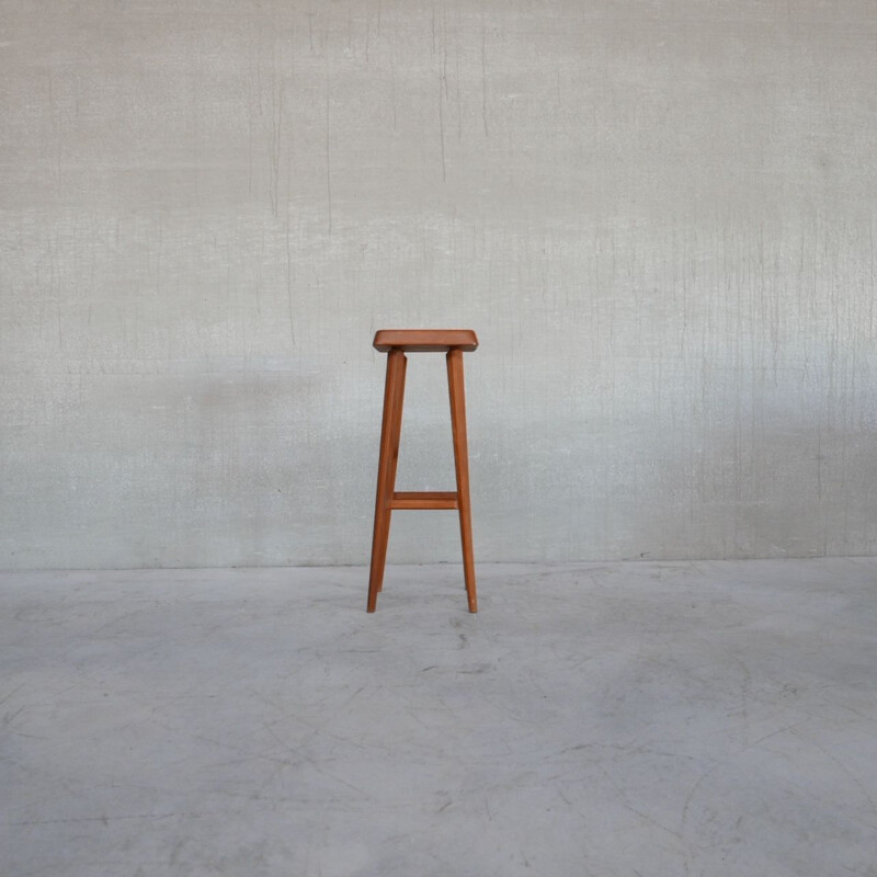 Pair of mid-century elmwood bar stools by Pierre Chapo, France 1970s