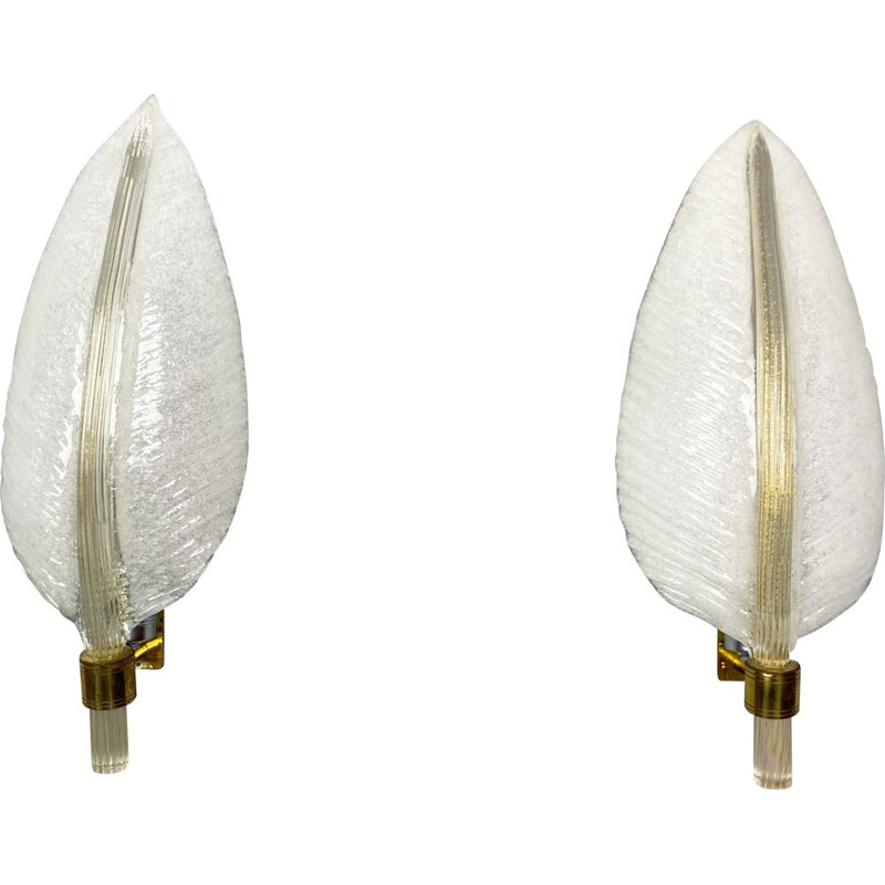 Pair of vintage Murano glass sconces by Barovier and Toso, Italy 1960