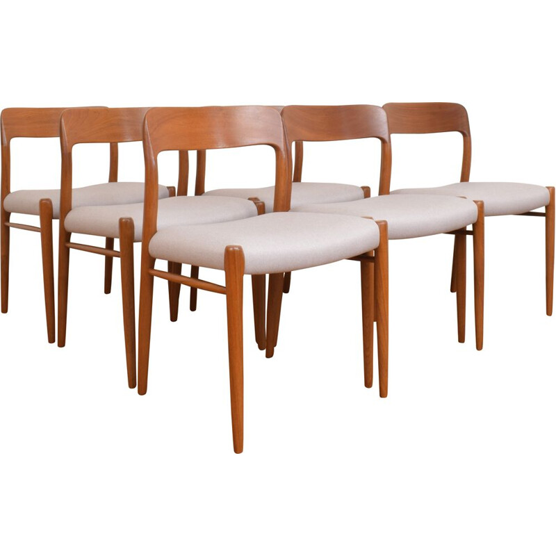 Set of 6 vintage Danish teak dining chairs by Niels Otto Møller for J.L. Møllers, 1960s