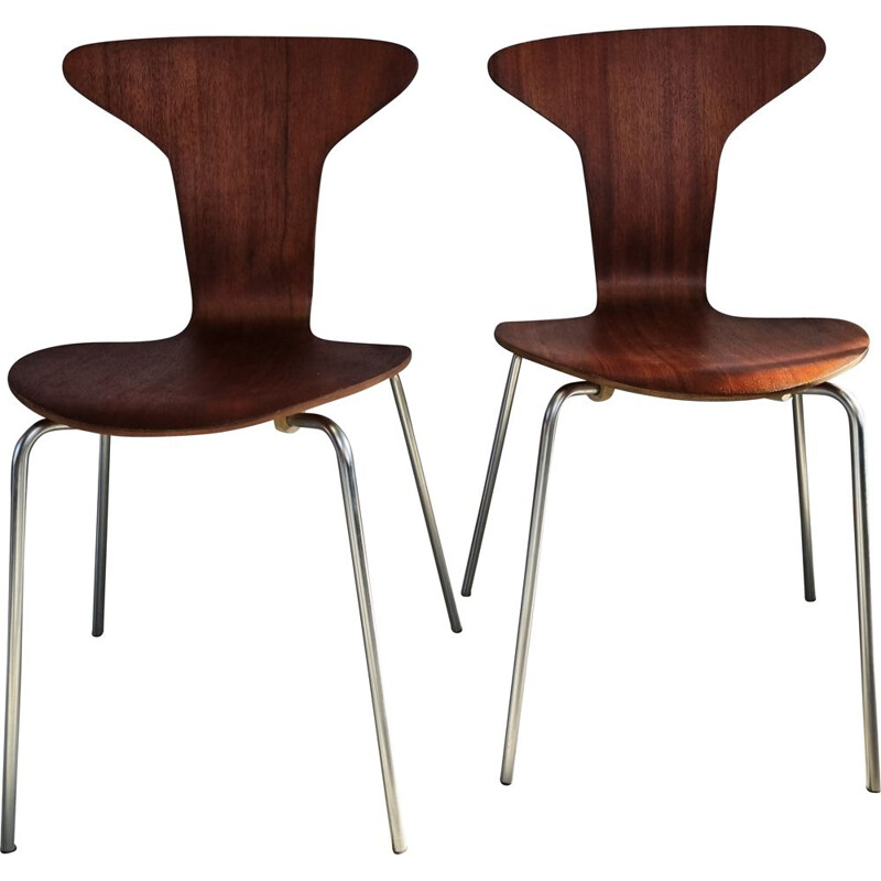 Coppia di sedie vintage Mosquito 3105 di Arne Jacobsen per Fritz Hansen, Danimarca 1950