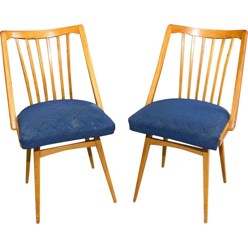 Pair of vintage bent beechwood chairs by Antonín Šuman, Czechoslovakia 1960