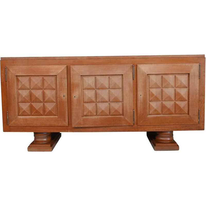 French Art Deco vintage oakwood sideboard, 1940s