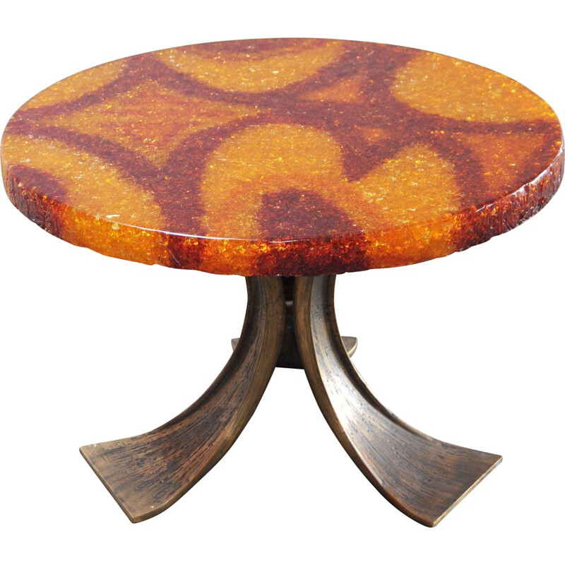 Vintage coffee table with resin top, France 1970