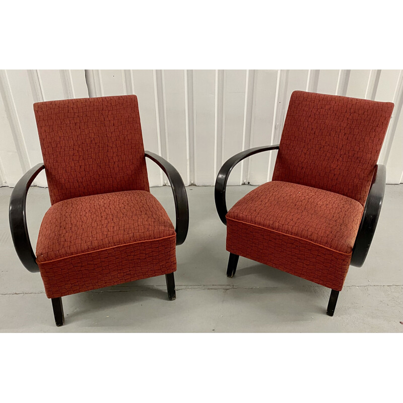Pair of vintage bentwood armchairs by Jindrich Halabala, Czechoslovakia 1950s