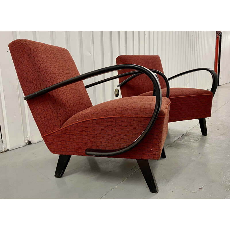 Pair of vintage bentwood armchairs by Jindrich Halabala, Czechoslovakia 1950s