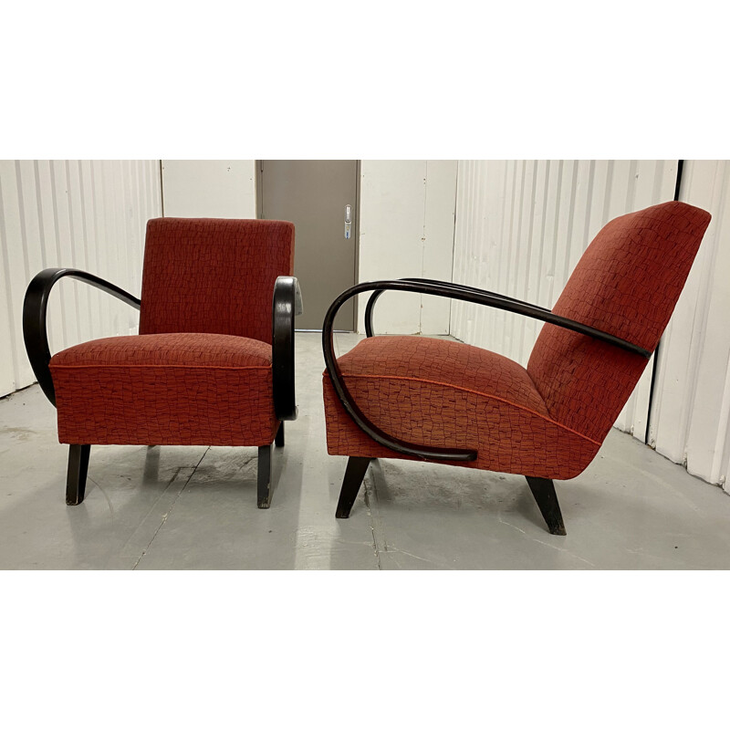 Pair of vintage bentwood armchairs by Jindrich Halabala, Czechoslovakia 1950s