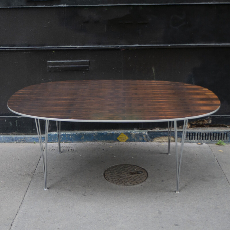 Vintage Super-Elliptical rosewood table by Jacobsen, Hein and Mathsson for Fritz Hansen, 1980