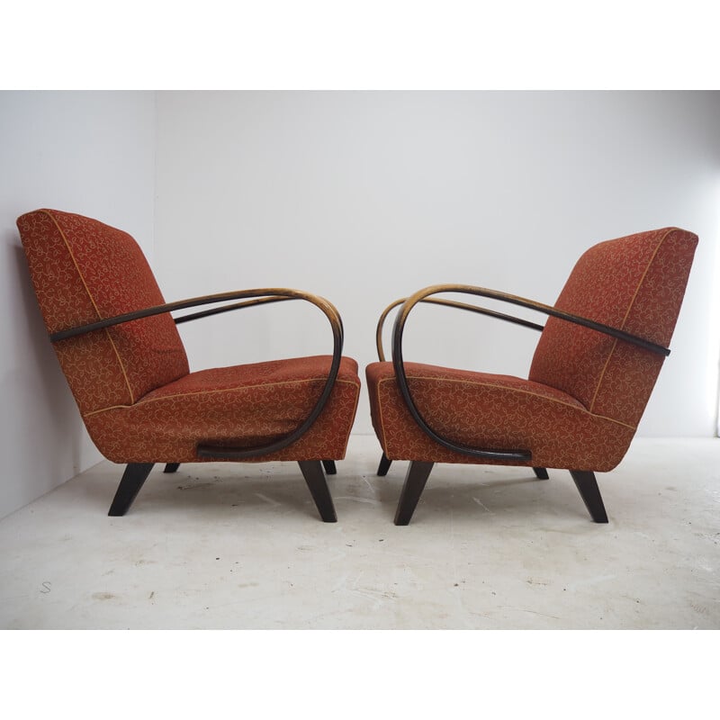 Paire de fauteuils Art Déco vintage par Jindrich Halabala, Tchécoslovaquie 1940