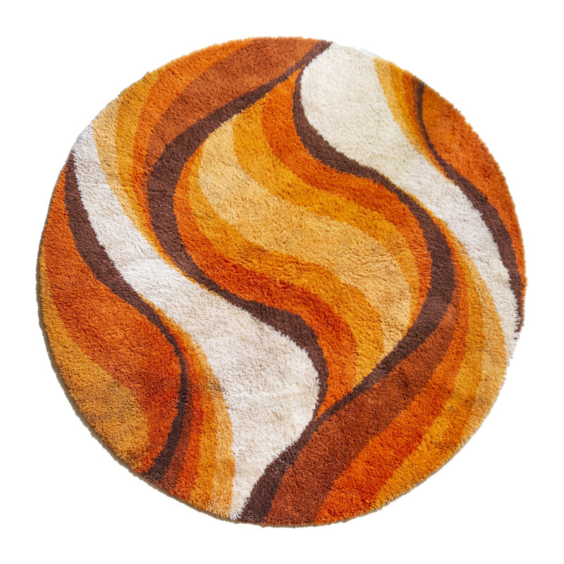 Vintage orange "Flames" Desso rug, 1970s