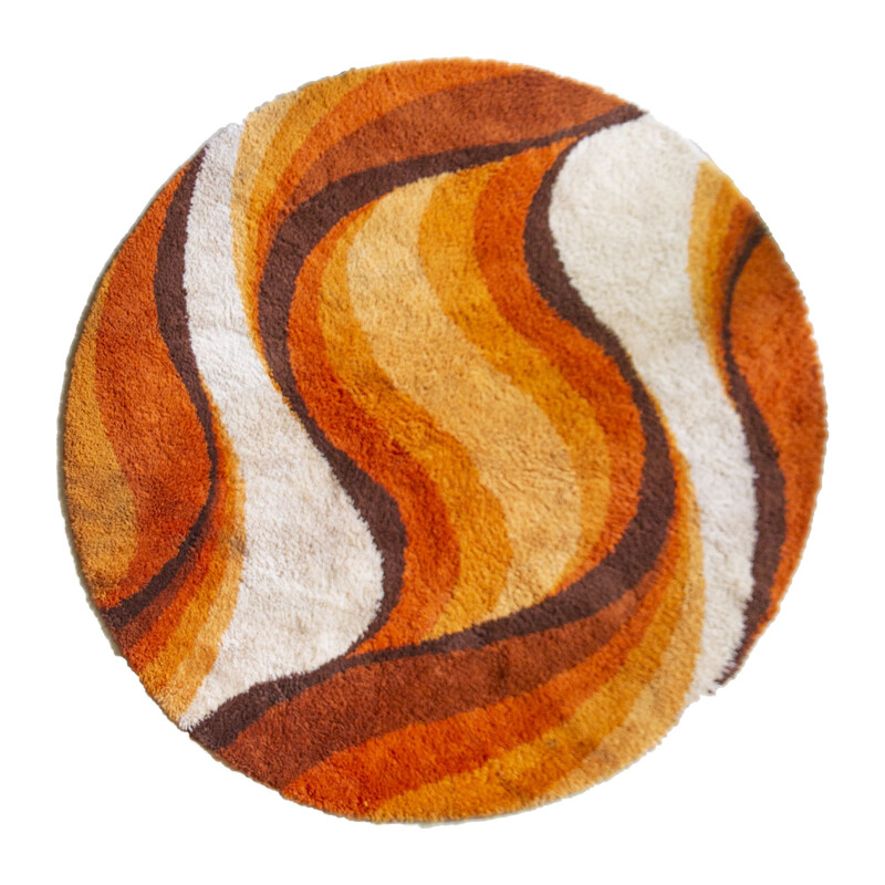 Vintage orange "Flames" Desso rug, 1970s