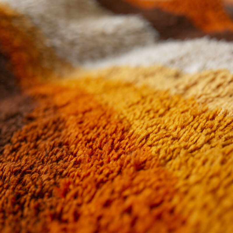 Vintage orange "Flames" Desso rug, 1970s