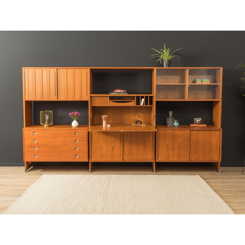 Vintage teak wall unit RY-100 by Hans J. Wegener for Ry Mobler, Denmark 1960