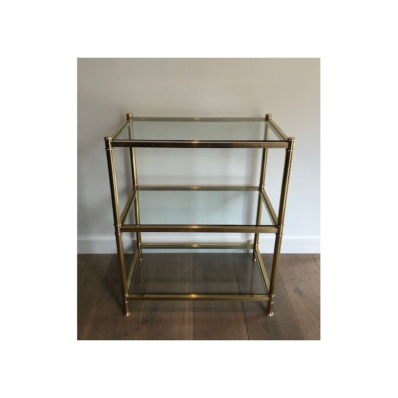 Vintage brass three-tier console, 1970