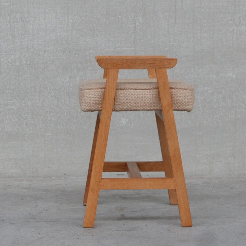 Oakwood mid-century stool by Guillerme et Chambron, 1960s