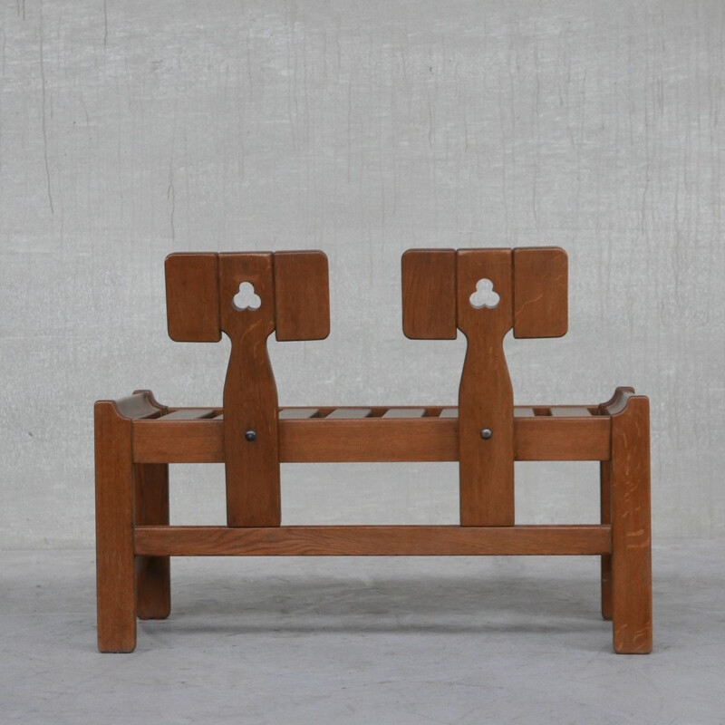 Fauteuil et canapé français vintage en chêne par Guillerme et Chambron, 1960