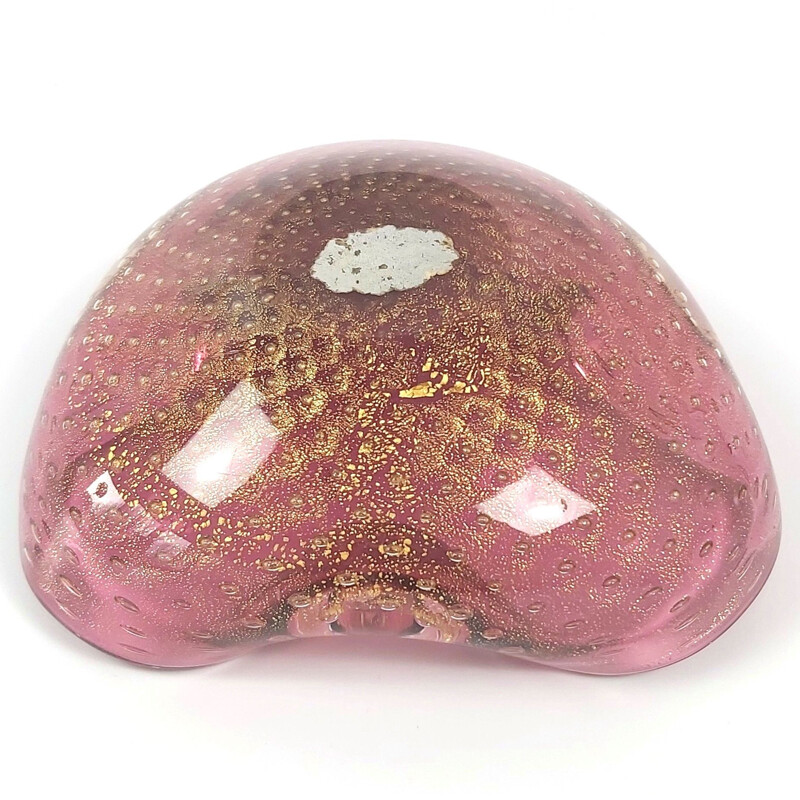 Cenicero vintage de cristal Bullicante de Murano de Barovier