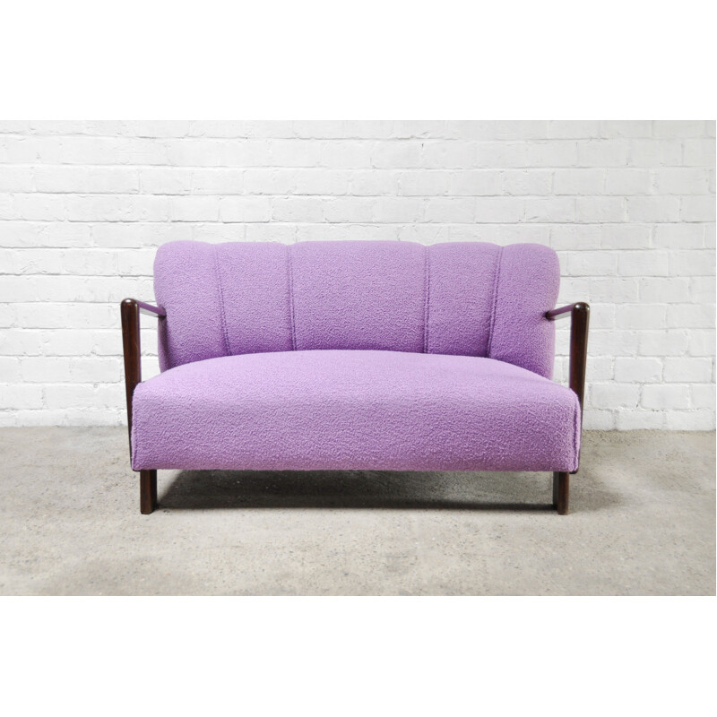 Mid-century Italian sofa in purple boucle wool, 1950s