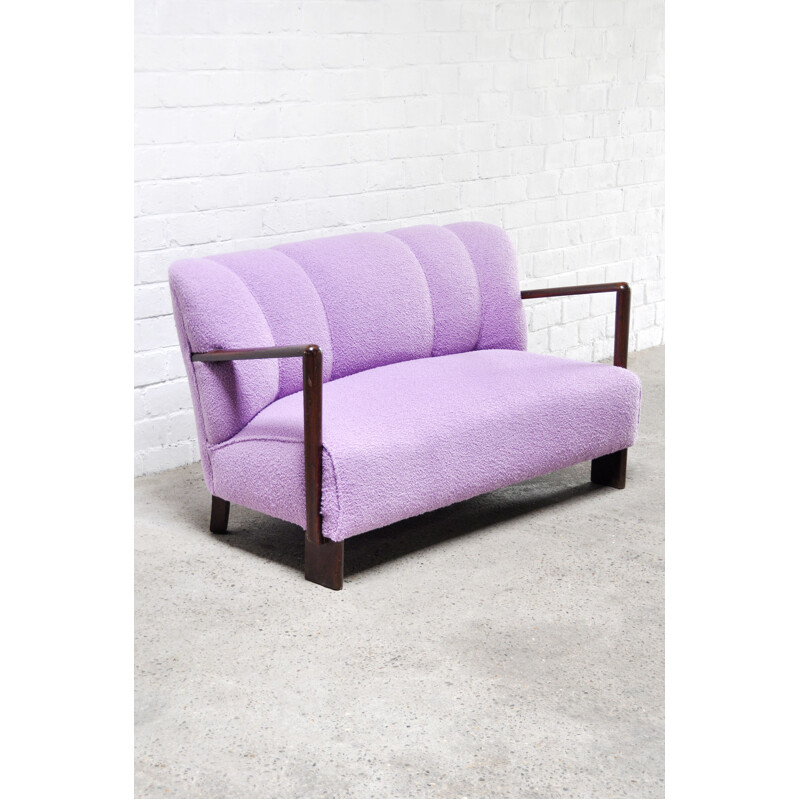 Mid-century Italian sofa in purple boucle wool, 1950s