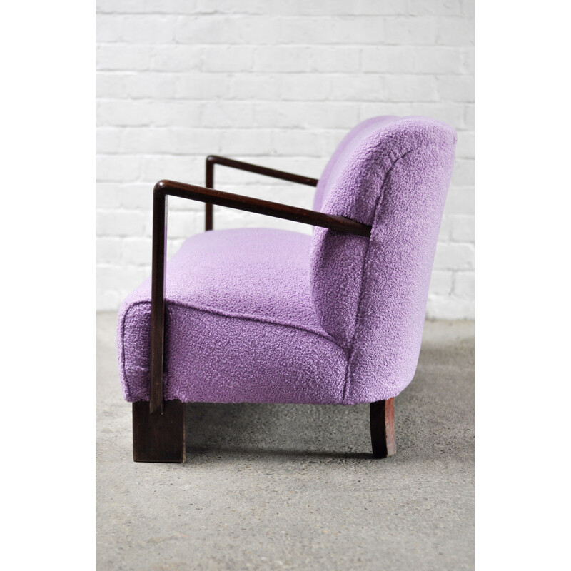 Italienisches Vintage-Sofa aus violetter Schlingenwolle, 1950