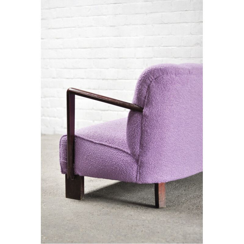 Italienisches Vintage-Sofa aus violetter Schlingenwolle, 1950