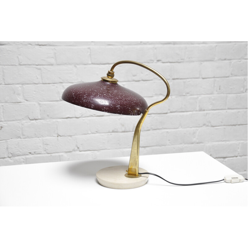 Vintage Italiaanse sculpturale tafellamp met marmeren voet door Giuseppe Ostuni voor Oluce, 1950