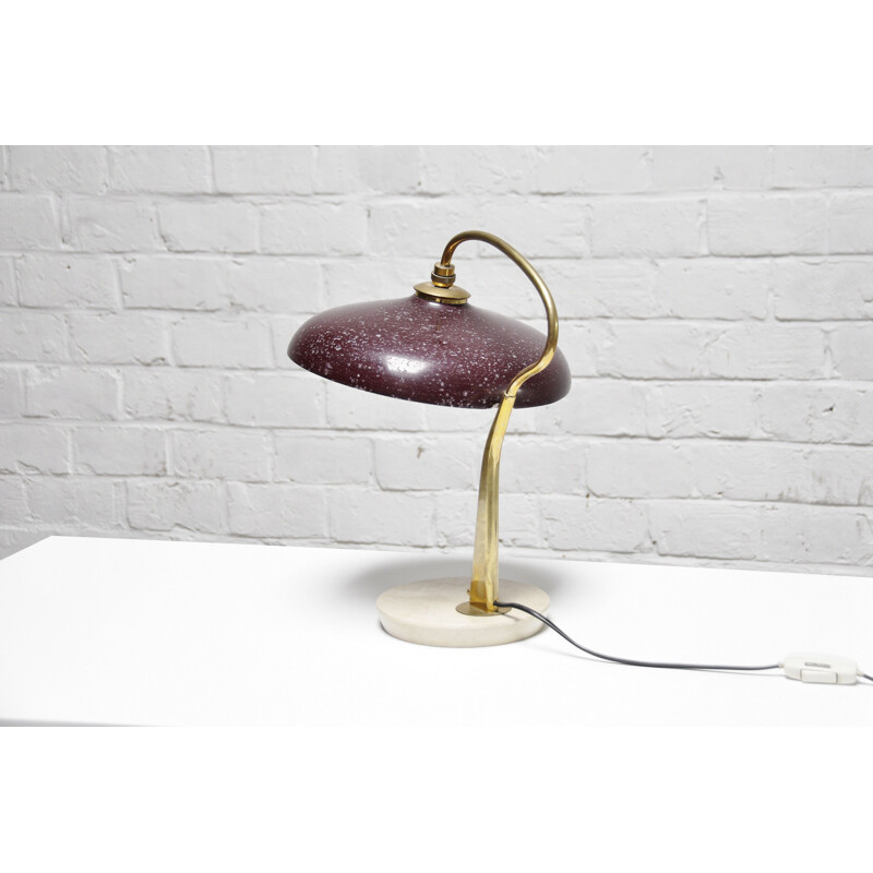 Vintage Italiaanse sculpturale tafellamp met marmeren voet door Giuseppe Ostuni voor Oluce, 1950