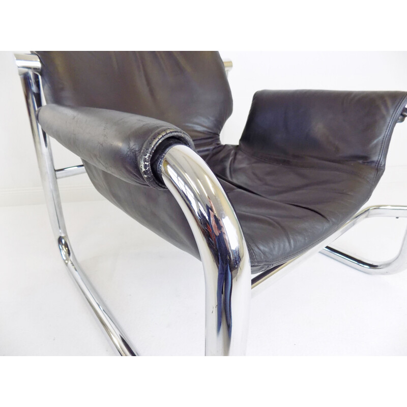 Fauteuil vintage Alpha Sling en cuir de Maurice Burke pour Pozza Brasil, 1960