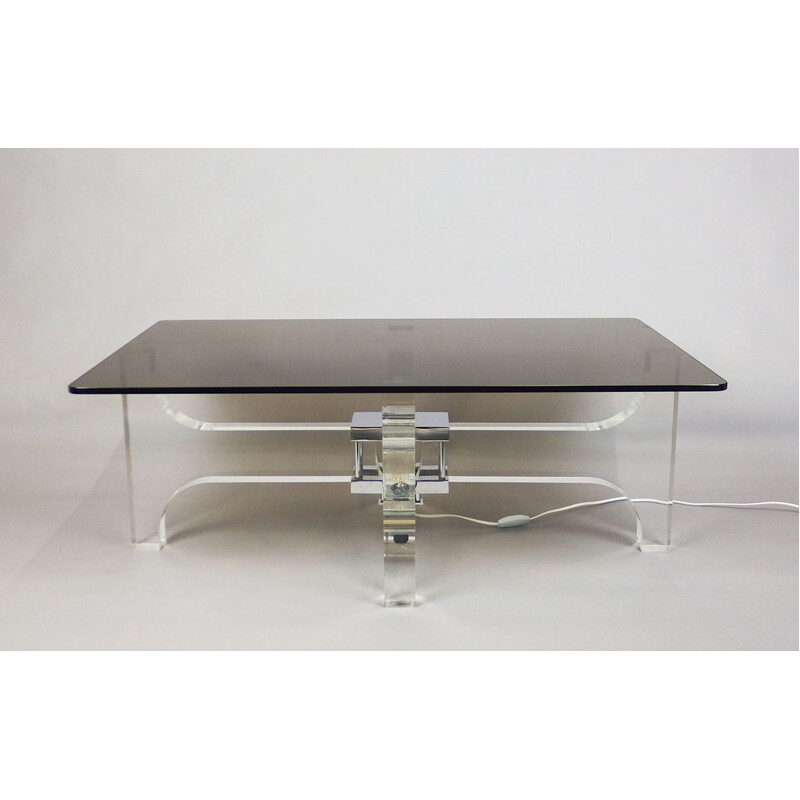 Vintage plexiglass coffee table by Michel Dumas, France 1970