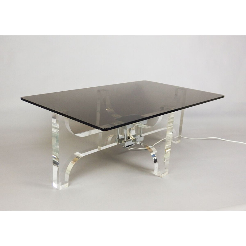 Vintage plexiglass coffee table by Michel Dumas, France 1970