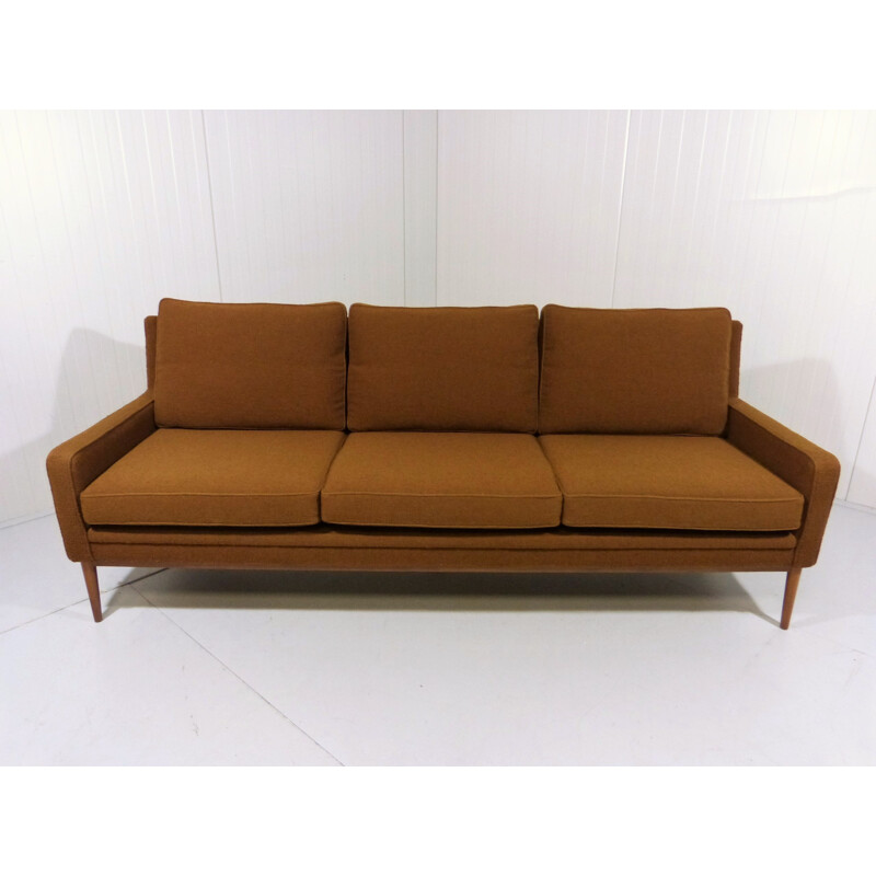 Danish 3 seater sofa in brown woven fabric - 1960s