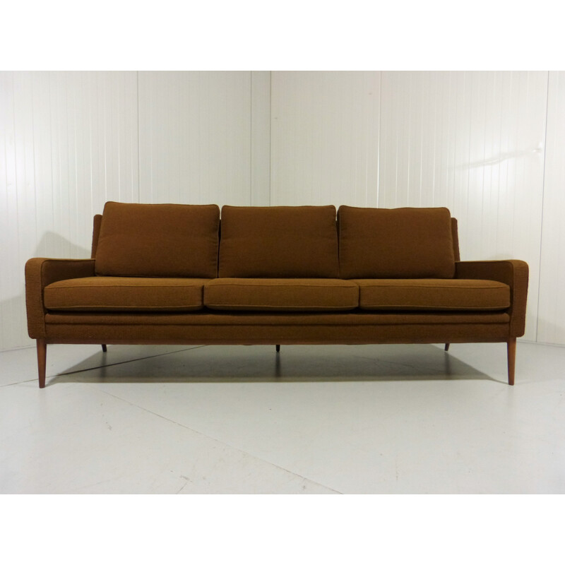 Danish 3 seater sofa in brown woven fabric - 1960s