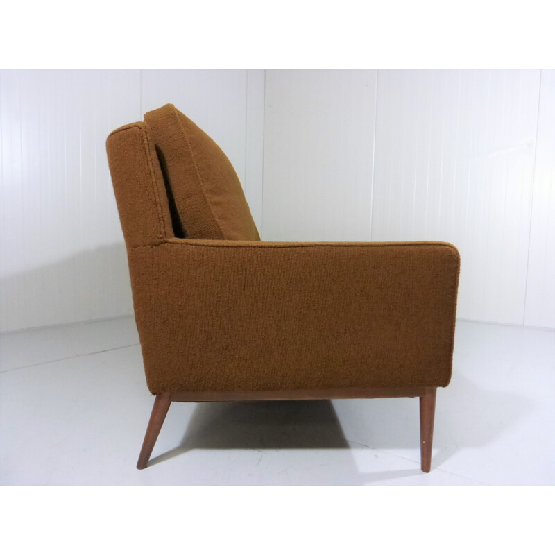 Canapé 3 places scandinave en tissu de laine marron - 1960