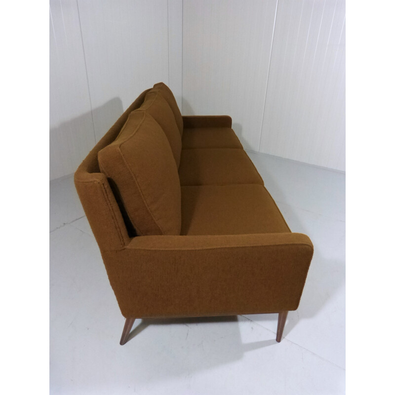 Danish 3 seater sofa in brown woven fabric - 1960s