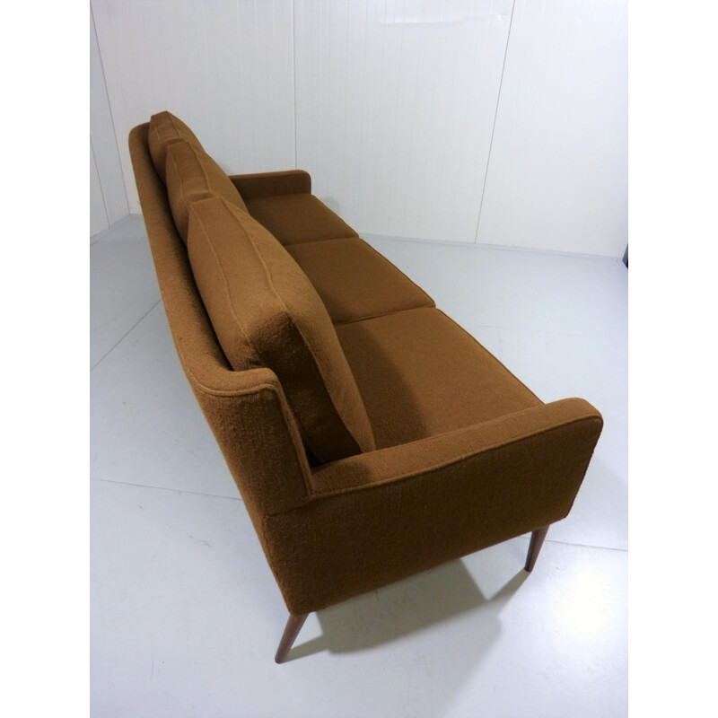 Danish 3 seater sofa in brown woven fabric - 1960s