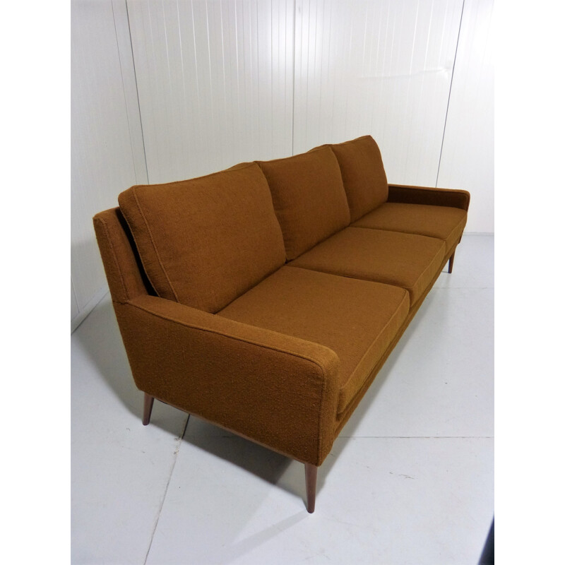 Danish 3 seater sofa in brown woven fabric - 1960s