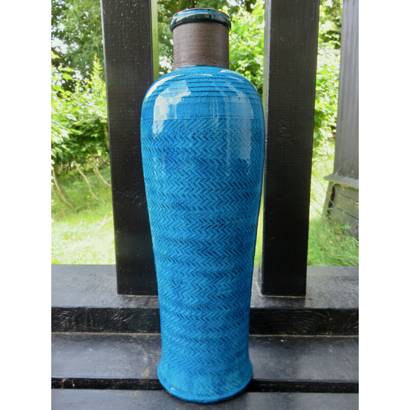 Vase flacon vintage turquoise de Nils Khaler, Danemark 1965