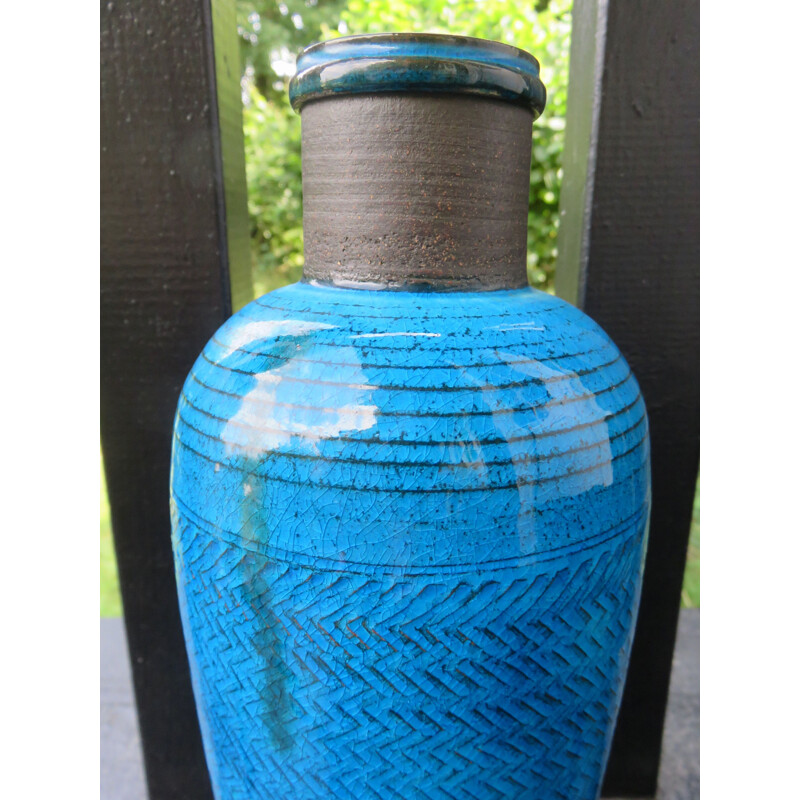 Vintage turquoise vase by Nils Khaler, Denmark 1965