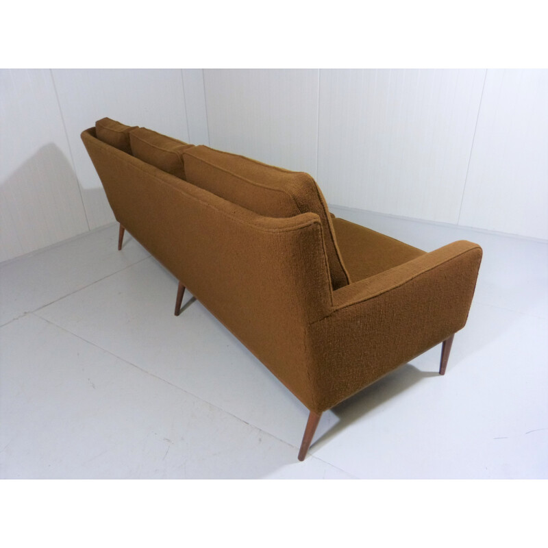 Danish 3 seater sofa in brown woven fabric - 1960s