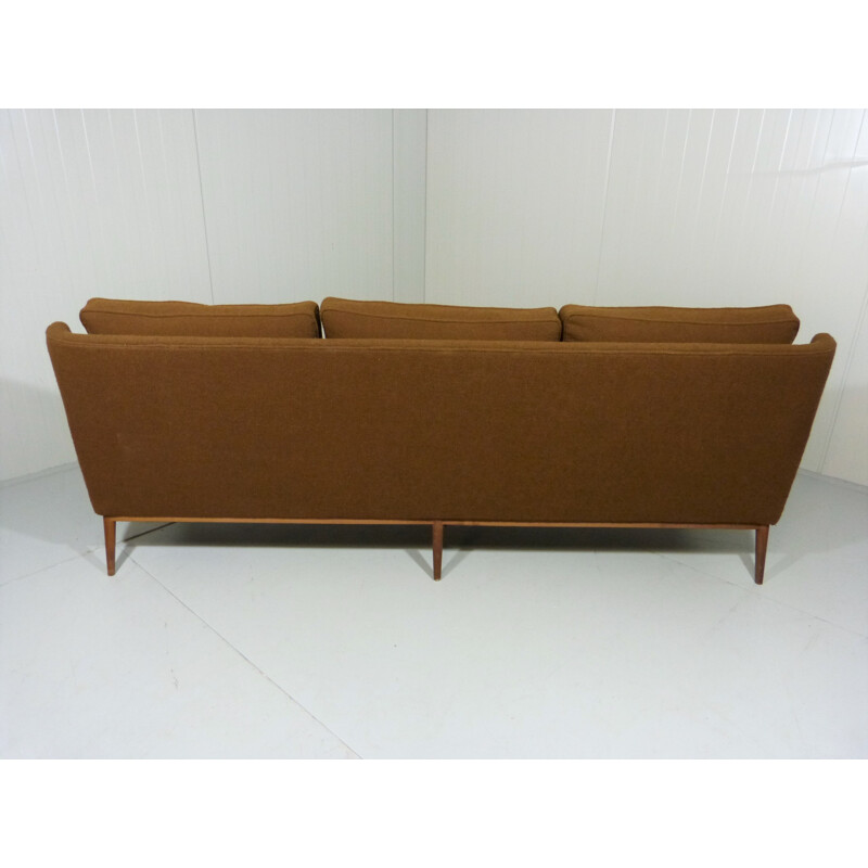 Danish 3 seater sofa in brown woven fabric - 1960s