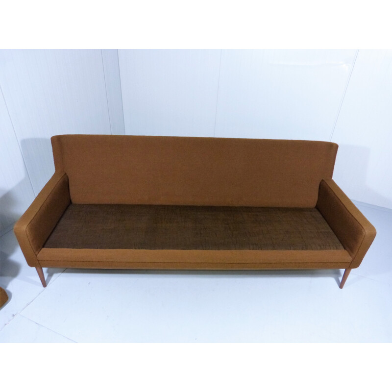 Danish 3 seater sofa in brown woven fabric - 1960s