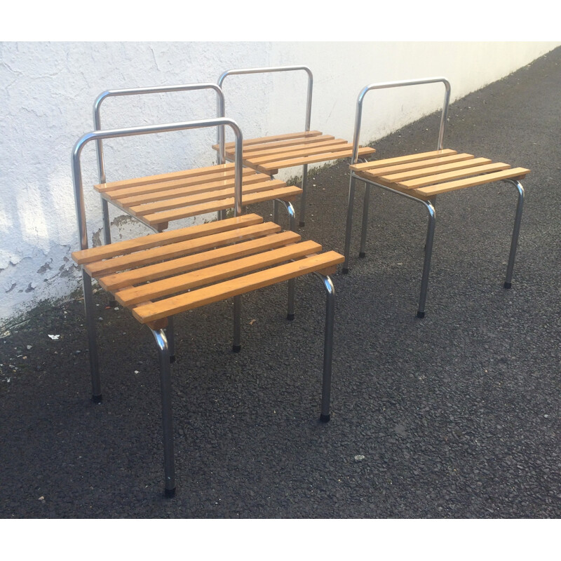 Luggage rack in metal and wood - 1960s