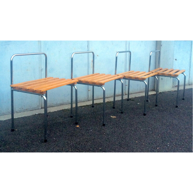 Luggage rack in metal and wood - 1960s